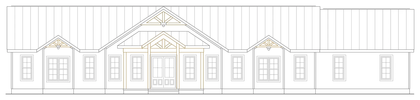 Front elevation drawing of a home in Robeson County, NC financed with a VA One-Time Close loan, built by Lee Carter Builders